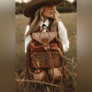 Loyal West Leather Backpack with Fringe